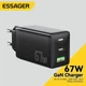Сетевое зарядное устройство Essager GaN Charger 2C+U 67W Black - изображение 1