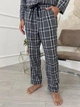 Пижама мужская COSY домашний костюм с фланели (брюки+рубашка) XL клетка серо-черная F671P - изображение 4