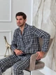 Пижама мужская COSY домашний костюм с фланели (брюки+рубашка) XL клетка серо-черная F671P - изображение 7