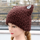 В'язана жіноча шапка - кішка, HandMade модна стильна коричнева шапка з вушками на кожен день від PRIGRIZ - зображення 2
