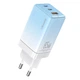 Зарядний пристрій Usams GaN 65W Швидка зарядка PD3.0, QC3.0 USB + 2 Type-C Адаптер для заряджання Блок живлення для телефону блакитний 1103 - зображення 1