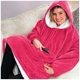 Теплый и мягкий плед-толстовка Huggle Ultra Plush Blanket Hoodie Fits all с капюшоном Pink - изображение 1