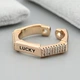 Кольцо Lucky 39606 ширина 5 мм белые фианиты позолота 18К18-19 - изображение 3