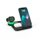 Док станция беспроводное зарядное Qi 4в1 Wireless Charger JYD X499 5-15W Watch/Airpods/Phone RGB light black - изображение 2