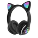 Наушники беспроводные Cat Rainbow LED ear STN-28 кошачьи ушки Bluetooth 5.0 с картой памяти и FM - изображение 1