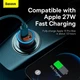 Адаптер автомобільний Baseus Golden Contactor Max Dual Fast Charger Car Charger |1USB/1Type-C, QC/PD, 60W/3A| Колір Grey - зображення 9