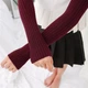 Мітенки довгі в рубчик бордові One Size - зображення 3