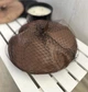 Коричневий жіночий бере зі штучної шкіри з вуаллю 55-58р - зображення 3