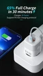 Зарядний пристрій KUULAA PD 20W GaN USB Type-C Швидка зарядка QC3.0+PD3.0 для Apple iPhone, iPad, Samsung, Xiaomi White (69001504) - зображення 2