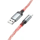 Кабель HOCO с подсветкой Lightning Shine charging data cable U112 |1m, 2.4A| Grey - изображение 3