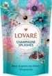 Бленд черного и зеленого чая Lovare Брызги шампанского с клубникой и лепестками цветов 2 г х 50 пирамидок (4823115403124) - изображение 1