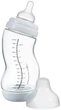 Скляна пляшечка Difrax S-bottle Wide White Антиколікова з силіконовою соскою Біла 310 мл (737FE White) - зображення 1
