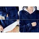 Плед оверсайз халат Huggle Hoodie унисекс двухсторонняя толстовка с капюшоном и рукавами (Синий) - изображение 6