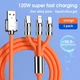 Кабель USB 3в1 для швидкої зарядки до 120W 6A Type-C/Lightning(IPhone)/Micro-usb надгнучкий - Помаранчевий - зображення 2