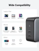 Мережевий зарядний пристрій UGREEN CD254 2хUSB-C 100W QC4.0 PD3.0 GaN Tech Gray (50327) - зображення 4