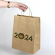 Пакет на Новый год 2024 eko-kraft 220х120х290 мм 5 шт/уп Крафт пакет для подарков и сувениров "Символ Дракон" - изображение 1