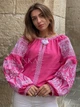 Рожева вишиванка бохо "Габріела" вишукана жіноча блуза льняна з білою вишивкою 12384-58 (3XL) - зображення 1