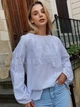 Офісна вишиванка жіноча білим по білому "Алісія" з розслинним орнаментом гладдю на домотканому полотні 12392-52 (XL) - зображення 4