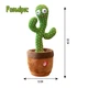 Интерактивная плюшевая музыкальная игрушка Танцующий поющий кактус в горшке с функцией повторения и подсветки на батарейках Зеленый с Красной шляпой - изображение 4