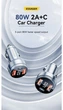 80W швидка зарядка Type-C автомобільний зарядний пристрій для iPhone, Apple, Xiaomi, Samsung PD QC3.0 3USB з дисплеєм Essager - зображення 2