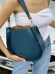 Синяя с коралловым современная кожаная женская сумка оригинальной формы Lamponi Guitar blue coral - изображение 12