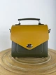 Сучасна та стильна шкіряна жіноча сумка кроссбоді Lamponi Chest one khaki/yellow - зображення 8