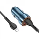 Автомобільний зарядний пристрій HOCO Z46A Blue whale PD20W+QC3.0 car charger set(C to iP) Sapphire Blue - изображение 3