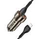 Автомобільний зарядний пристрій HOCO Z46A Blue whale PD20W+QC3.0 car charger set(C to iP) Metal Gray - изображение 2