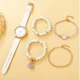 Часы унисекс с кожаными браслетами Quartz Luxury, белые - изображение 3