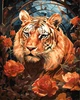 Картина по номерам 40×50 см Kontur. Тигр в цветах. DS0540 - изображение 1