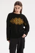 Джемпер oversize MEREZHKA Етно чорний з жовтим + помаранчевим, One Size - изображение 4