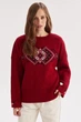 Джемпер oversize MEREZHKA Етно вишневий з білим + чорним, One Size - зображення 2