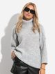 Sweter z golfem damski ciepły Fobya Sweater F1270 42/44 Szary (5903707128112) - obraz 1