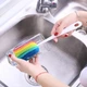 Щетка с длинной ручкой для мытья посуды, стаканов, бокалов, бутылочек, Радужный с белым - изображение 2