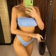 Женский раздельный купальник жатка бандо HAWAII BANDO голубой размер S - изображение 3