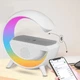 Настольная аккумуляторна смарт лампа ночник часы G-Smart RGB G 65 15W Light Sound Machine с беспроводной зарядкой и Bluetooth колонка будильник радио Белая - изображение 5