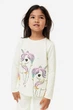Реглан для девочки белый Эдинороги H&M 122-128см (400093686) - изображение 3