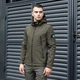 Чоловіча щільна Куртка з капюшоном Pobedov Motive SoftShell + шеврон "Прапор України" у комплекті хакі розмір S - зображення 1