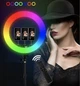 Кольорова кільцева LЕD лампа RGB 45 см 55W HQ-18 з трьома тримачами для телефону та пультом ДК, чохол-сумка для зйомки фото та відео | Без штативу | 771516 - зображення 9