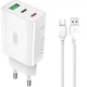 Зарядне мережеве XO L101 PD + QC3.0 1USB 2Type-C 20W з кабелем USB - MicroUSB для Android Білий - изображение 1