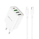Зарядне мережеве BOROFONE BA79A PD20W+QC3.0 3USB/1Type-C швидка зірядка + cabel Type-C - Lightning для Ip iOS пристроїв Білий - зображення 1