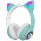 Беспроводные наушники Cat Ear YR-28 Детские с кошачьими ушками Bluetooth и RGB подсветкой Бирюзовые - изображение 1