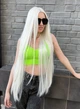 Парик на сетке PoliLy Lace Wig Super Straight тон 1001 длинный белый 100 см термостойкое волокно - изображение 2