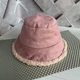 Панама двухсторонняя зимняя теплая плюшевая Plush розовая Tanworders - изображение 5