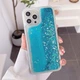 Чехол Glitter для Iphone 14 Pro бампер жидкий блеск аквариум синий - изображение 2