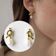 Серёжки женские золотой узел с жемчугом 2.5 х 0.5см - изображение 1
