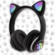 Бездротові навушники з вушками з мікрофоном Cat Ear світяться вушка і лапки кішки Bluetooth складні (Чорні) - изображение 1