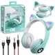 Бездротові навушники з вушками з мікрофоном Cat Ear світяться вушка і лапки кішки Bluetooth складні (Зелені) - изображение 8