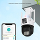 Беспроводная WiFi вай фай камера уличная поворотная 2 камеры 3mp+3mp IP66 полноцветное ночное видение UKC PTZ P12 ICSEE - изображение 10