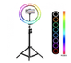 Кольцевая лампа RGB LED 26 см со штативом 2 метра и с держателем для телефона для селфи и юных блоггеров (1300-01) - изображение 4